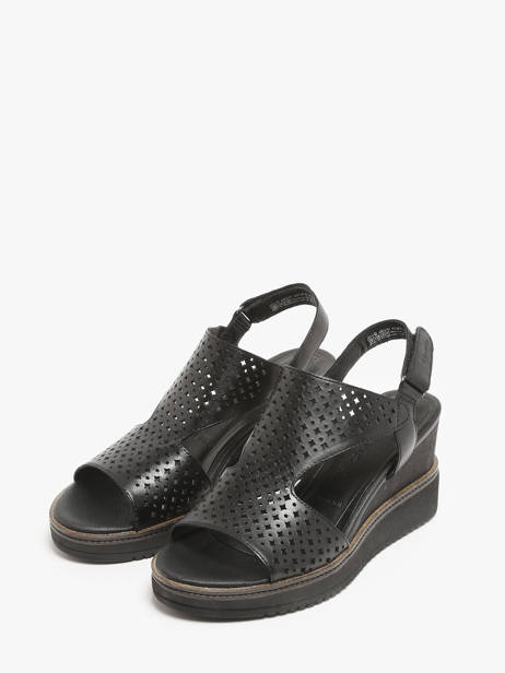 Sandales Talon Compensé En Cuir Tamaris Noir women 42 vue secondaire 1
