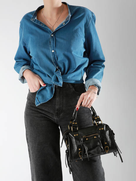 Sac BandouliÃ¨re Nine Cuir Milano Noir nine NI24091 vue secondaire 1