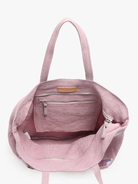 Zipped Linen Tote Bag Le Cabas Sequins Vanessa bruno Pink cabas lin 31V40409 other view 3