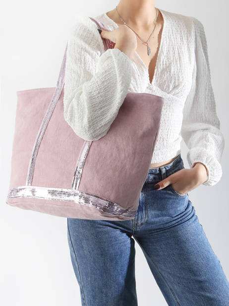 Zipped Linen Tote Bag Le Cabas Sequins Vanessa bruno Pink cabas lin 31V40409 other view 1