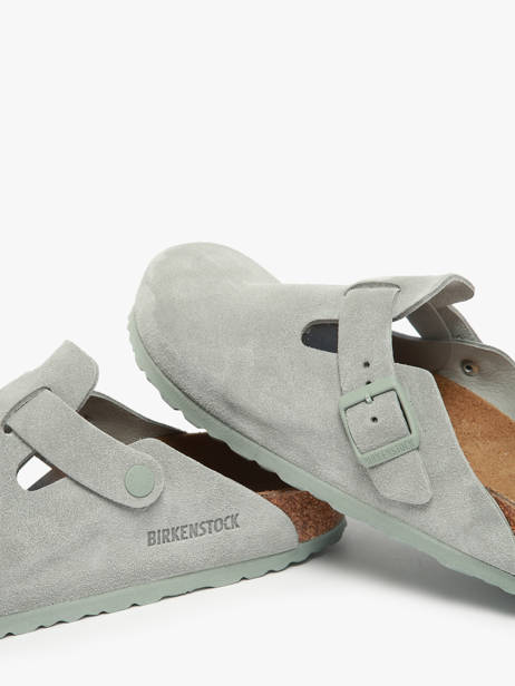 Slippers Boston In Leather Birkenstock Green women 1029214 other view 2