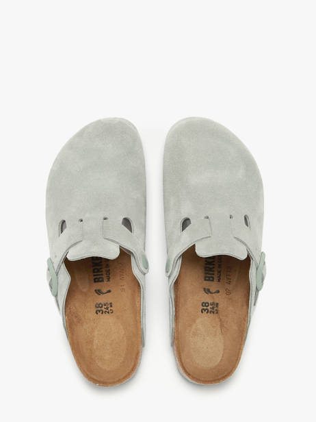 Slippers Boston In Leather Birkenstock Green women 1029214 other view 3