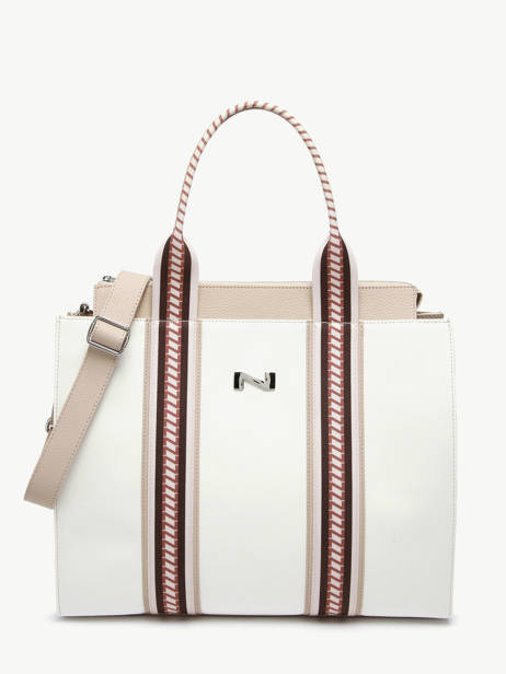 Nina Tote Bag Canvas With Leather Nathan baume White solar NINA