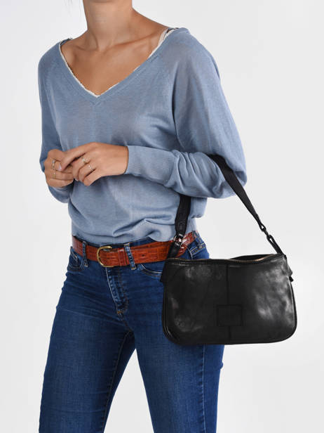 Sac BandouliÃ¨re Heritage Cuir Biba Noir heritage BT18 vue secondaire 1