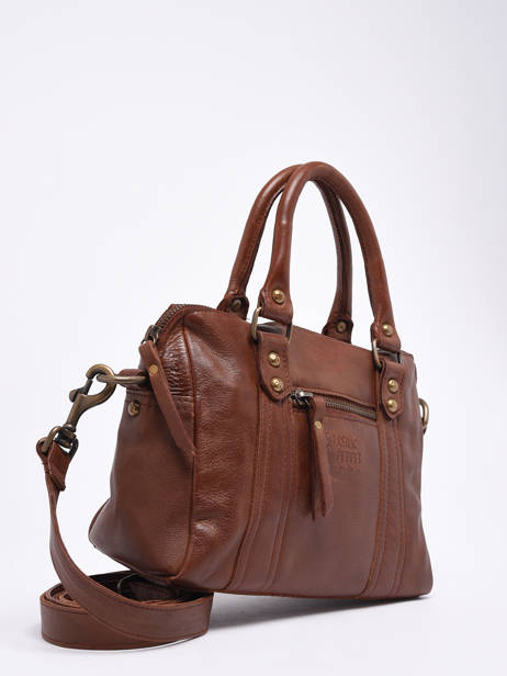 Sac BandouliÃ¨re Cow Cuir Basilic pepper Marron cow BCOW57 vue secondaire 2